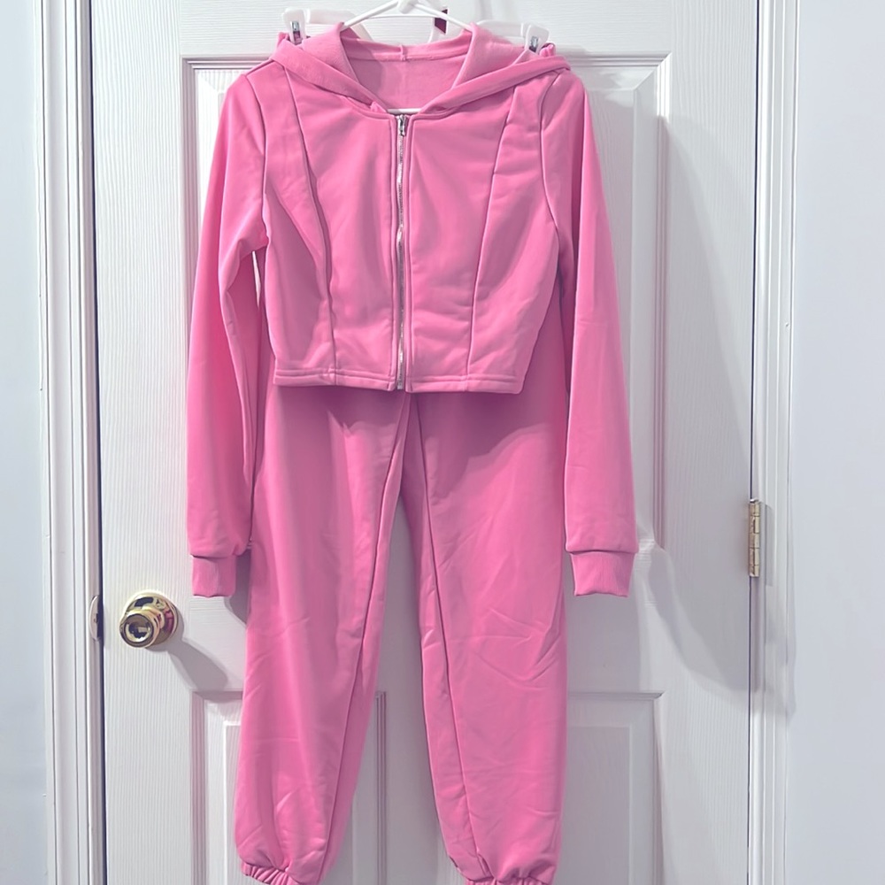 SHEIN Essnce Zip Up Crop Hoodie & Sweatpants 2 Pcs!